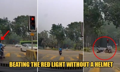 Video: M'sian Man Who Beat the Red Light With NO Helmet On Gets Into Horrific Accident - WORLD OF BUZZ