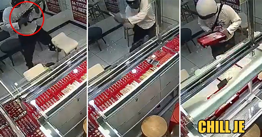 Watch: Robber Casually Walks Into Jewellery Shop, Takes Out Rifle  & Starts Whacking Glass With Axe - WORLD OF BUZZ
